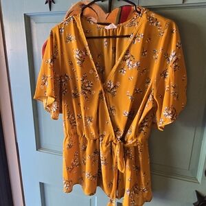 Sienna Sky Mustard Floral Blouse